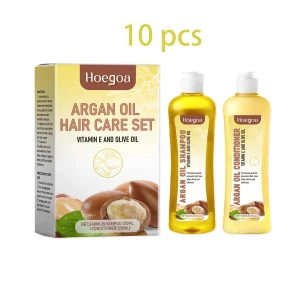 Hoegoa Argan Oil Hair Cleaning Care Set Strengthen Roots Nourishing Scalp Anti Hair Loss